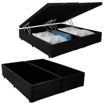 Cama Box Baú Queen Bipartido Sintético Mega Cama Preto 158x198x45cm Cama Box Baú Queen Bipartido Sintético Mega Cama Preto 158x198x45cm