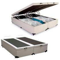 Cama Box Baú Queen Bipartido Sintético Serene visual disponível na cor Branco 158x198x44