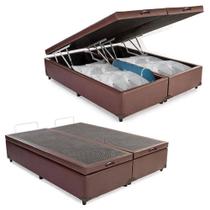 Cama Box Baú Queen Bipartido Sintético SerenePrime Marrom 158x198x44