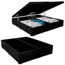 Cama Box Baú Queen Bipartido Sintético tom escolhido Preto 158x198x44