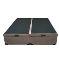Cama Box Baú Queen Bipartido Suede Bege, Imperium do Sono, Estrutura Reforçada, Com Pistão A Gás, Espaço Extra para Armazenar
