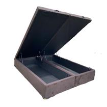 Cama Box Baú Queen Bipartido Suede Branco Com Pistão A Gás, Imperium do Sono