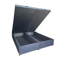 Cama Box Baú Queen Bipartido Suede Preto Com Pistão A Gás, Imperium do Sono Cama Box Baú Queen Bipartido Suede Preto Com Pistão A Gás, Imperium do Sono