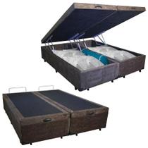 Cama Box Baú Queen Bipartido Suede Serene Marrom 158x198x44 Cama Box Baú Queen Bipartido Suede Serene Marrom 158x198x44
