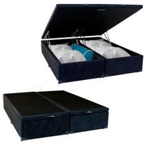 Cama Box Baú Queen Bipartido Suede Serene visual com a cor Preto 158x198x44