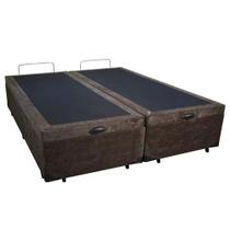 Cama Box Baú Queen Bipartido Suede Sereneprime Marrom 158x198x44