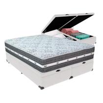 Cama Box Baú Queen Branco + Colchão Black Graphite 27 Molas Ensacadas Anjos Cama Box Baú Queen Branco + Colchão Black Graphite 27 Molas Ensacadas Anjos