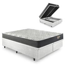 Cama Box Baú Queen Branco + Colchão Molas Ensacadas Ecoflex
