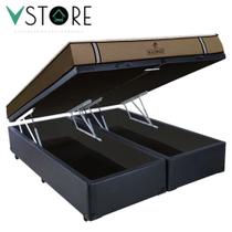 Cama Box Baú Queen Bravus + Colchão Mola Ensacada D33 Madrid 158x198x66cm Várias Cores - Vstore Cama Box Baú Queen Bravus + Colchão Mola Ensacada D33 Madrid 158x198x66cm Várias Cores - Vstore