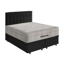Cama Box Baú Queen + Cabeceira Cassis e Colchão Ortobom AirTech SpringPocket 158cm