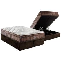 Cama Box Baú Queen: Colchão Anatômico Anjos D28 / AG65 Anjos Star+ Base CRC Suede Brown(158x198) Cama Box Baú Queen: Colchão Anatômico Anjos D28 / AG65 Anjos Star+ Base CRC Suede Brown(158x198)