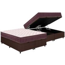 Cama Box Baú Queen: Colchão Anatômico Ortobom D28 / EP Airtech 60 + Base CRC Courano Brown(158x198x18)