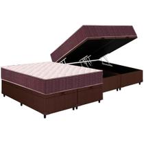 Cama Box Baú Queen: Colchão Anatômico Ortobom D28 / EP Airtech 60 + Base CRC Courano Brown(158x198x18)