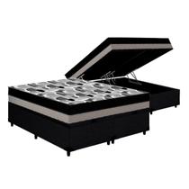 Cama Box Baú Queen: Colchão Anatômico Ortobom D33 / EP ISO 100 Double Face + Base CRC CouranoBlack(158x198x20) Cama Box Baú Queen: Colchão Anatômico Ortobom D33 / EP ISO 100 Double Face + Base CRC CouranoBlack(158x198x20)