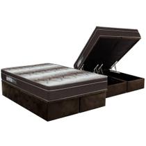 Cama Box Baú Queen: Colchão Anatômico Ortobom Ortopédico Light + Base CRC Suede Marrom(158x198) Cama Box Baú Queen: Colchão Anatômico Ortobom Ortopédico Light + Base CRC Suede Marrom(158x198)