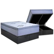 Cama Box Baú Queen: Colchão Anatômico Paropas D28 Gold Extra Gray + Base CRC Suede Gray (158x198)