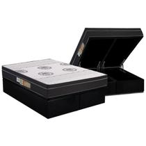 Cama Box Baú Queen: Colchão Anatômico Polar D28 / EP Orthoface Firme + Base CRC Suede Black(158x198)