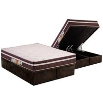 Cama Box Baú Queen: Colchão Anatômico Polar D28 Orthoface Vip + Base CRC Suede Brown (158x198) Cama Box Baú Queen: Colchão Anatômico Polar D28 Orthoface Vip + Base CRC Suede Brown (158x198)