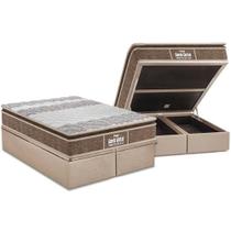 Cama Box Baú Queen: Colchão Anatômico Probel D33 / EP Guarda Costas PróIntense Plus + Base CRC Suede Clean(158x198)