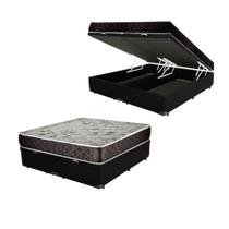 Cama Box Baú Queen Colchão Aylla Espuma D33 NK Camas + Box Sintético 65x158x198