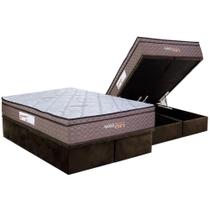 Cama Box Baú Queen: Colchão c/ Vibro Massagem Paropas Vibro Aplause Smart Brown + Base CRC Suede Brown (158x198) Cama Box Baú Queen: Colchão c/ Vibro Massagem Paropas Vibro Aplause Smart Brown + Base CRC Suede Brown (158x198)