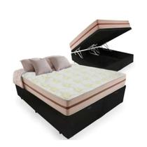 Cama Box Baú Queen + Colchão de Molas Ensacadas Queen Firme Classic Bege - Cristalflex