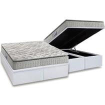 Cama Box Baú Queen: Colchão Espuma Anjos D33 Orthosono Pillow Top + Base CRC Courano White(158x198) Cama Box Baú Queen: Colchão Espuma Anjos D33 Orthosono Pillow Top + Base CRC Courano White(158x198)
