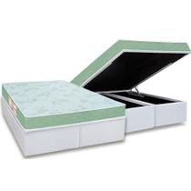 Cama Box Baú Queen: Colchão Espuma Castor D33 Sleep Max Duplo + Base CRC Courano White(158x198)