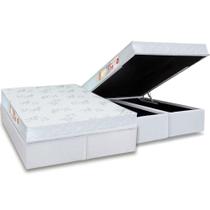 Cama Box Baú Queen: Colchão Espuma Castor D33 Sleep Max Relax + Base CRC Courano White(158x198)