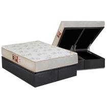 Cama Box Baú Queen: Colchão Espuma Castor D33 Sleep Max Relax + Base CRC Suede Gray(158x198)