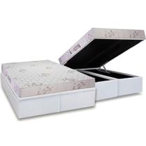 Cama Box Baú Queen: Colchão Espuma D33 Luckspuma Supreme Floral Pró Saúde Duplo + Base CRC Courano White(158x198) Cama Box Baú Queen: Colchão Espuma D33 Luckspuma Supreme Floral Pró Saúde Duplo + Base CRC Courano White(158x198)