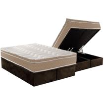 Cama Box Baú Queen: Colchão Espuma D33 Paropas Conforto Ultra Firme + Base CRC Suede Brown (158x198) Cama Box Baú Queen: Colchão Espuma D33 Paropas Conforto Ultra Firme + Base CRC Suede Brown (158x198)