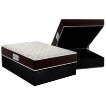 Cama Box Baú Queen: Colchão Espuma D33 Probel ProDormir Advanced + Base CRC Suede Black(158x198)