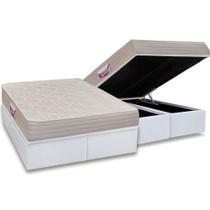 Cama Box Baú Queen: Colchão Espuma D45 Herval Top + Base CRC Courano White(158x198)