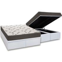 Cama Box Baú Queen: Colchão Espuma D45 Ortobom Light + Base CRC Courano White(158x198)