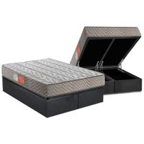 Cama Box Baú Queen: Colchão Espuma D45 Paropas Pasquale + Base CRC Suede Gray(158x198)