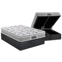 Cama Box Baú Queen: Colchão Espuma D45 Probel / EP Guarda Costas PróExtreme Plus + Base CRC Suede Gray(158x198)