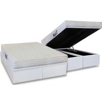 Cama Box Baú Queen: Colchão Espuma Herval D28 / AG65 Frontier + Base CRC Courano White(158x198)