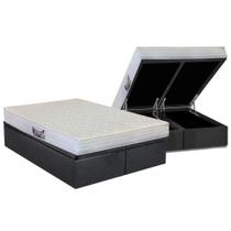 Cama Box Baú Queen: Colchão Espuma Herval D28 / AG65 Frontier + Base CRC Suede Gray(158x198)