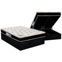 Cama Box Baú Queen: Colchão Espuma Luckspuma D33 / AG65 Aspen Super Firme + Base CRC Suede Black(158x198)