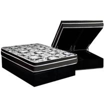 Cama Box Baú Queen: Colchão Espuma Luckspuma D45 Gran Luck Pró Saúde Duplo + Base CRC Suede Black(158x198) Cama Box Baú Queen: Colchão Espuma Luckspuma D45 Gran Luck Pró Saúde Duplo + Base CRC Suede Black(158x198)