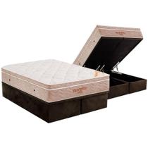 Cama Box Baú Queen: Colchão Espuma Ortobom Apollo Viscomemory + Base CRC Brown(158x198)