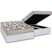 Cama Box Baú Queen: Colchão Espuma Ortobom D26 Physical Ultra Resistente + Base CRC Courano White(158x198) Cama Box Baú Queen: Colchão Espuma Ortobom D26 Physical Ultra Resistente + Base CRC Courano White(158x198)