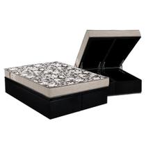 Cama Box Baú Queen: Colchão Espuma Ortobom D26 Physical Ultra Resistente + Base CRC Suede Black(158x198)