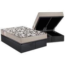 Cama Box Baú Queen: Colchão Espuma Ortobom D26 Physical Ultra Resistente + Base CRC Suede Gray(158x198)