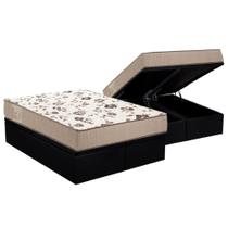 Cama Box Baú Queen: Colchão Espuma Ortobom D28 Physical Mega Resistente + Base CRC Courano Black(158x198)