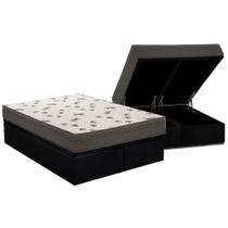 Cama Box Baú Queen: Colchão Espuma Ortobom D45 Light + Base CRC Suede Black(158x198) Cama Box Baú Queen: Colchão Espuma Ortobom D45 Light + Base CRC Suede Black(158x198)