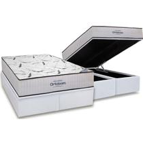 Cama Box Baú Queen: Colchão Espuma Ortobom High Foam + Base CRC Courano White(158x198)