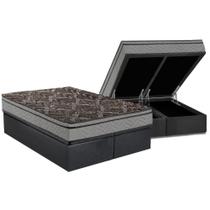 Cama Box Baú Queen: Colchão Espuma Paropas D28 / EP Confort Firme + Base CRC Suede Gray(158x198)