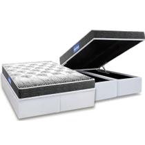 Cama Box Baú Queen: Colchão Espuma Probel D23 Guarda Costas Black + Base CRC Courano White(158x198) Cama Box Baú Queen: Colchão Espuma Probel D23 Guarda Costas Black + Base CRC Courano White(158x198)